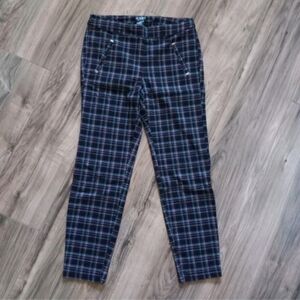 Soho Apparel Ltd Black Red Plaid Skinny Straight Leg Pants Size S